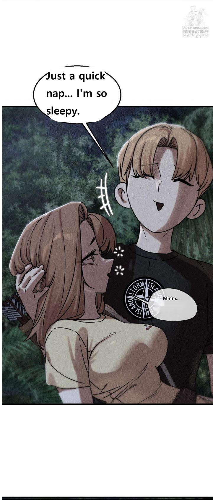 Translated manga panel with readable English text after